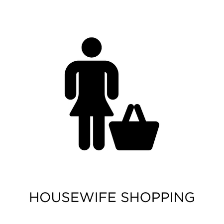 Housewife shopping icon. Housewife shopping symbol design from People collection. Simple element vector illustration on white background.のイラスト素材