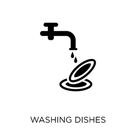 Washing dishes icon. Washing dishes symbol design from Cleaning collection. Simple element vector illustration on white background.のイラスト素材