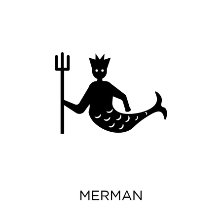 Merman icon. Merman symbol design from Fairy tale collection. Simple element vector illustration on white background.のイラスト素材