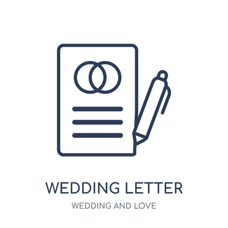 wedding Letter icon. wedding Letter linear symbol design from Wedding and love collection. Simple outline element vector illustration on white background.のイラスト素材