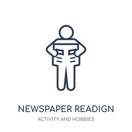 Newspaper readign icon. Newspaper readign linear symbol design from Activity and Hobbies collection. Simple outline element vector illustration on white background.のイラスト素材