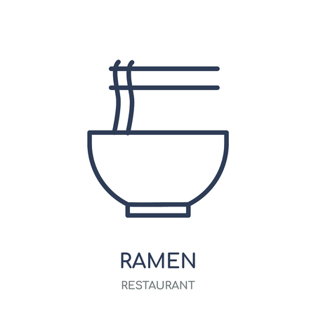 Ramen icon. Ramen linear symbol design from Restaurant collection. Simple outline element vector illustration on white background.のイラスト素材