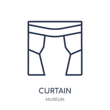 Curtain icon. Curtain linear symbol design from Museum collection. Simple outline element vector illustration on white background.のイラスト素材