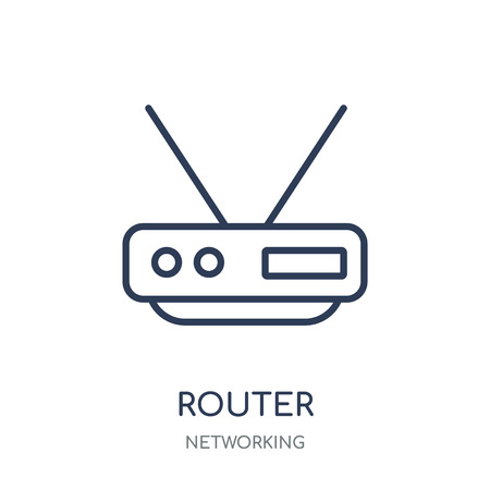 Router icon. Router linear symbol design from Networking collection. Simple outline element vector illustration on white background.のイラスト素材