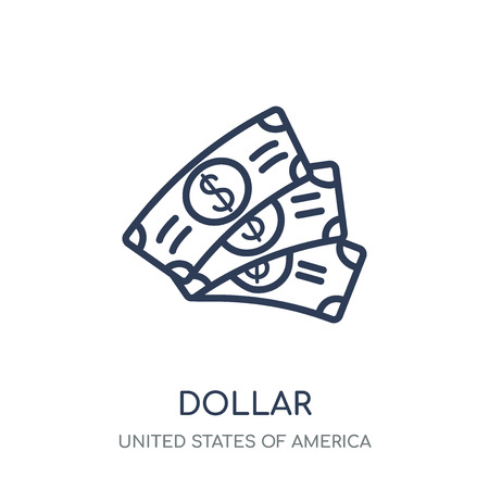 Dollar icon. Dollar linear symbol design from United states of america collection. Simple outline element vector illustration on white background.のイラスト素材