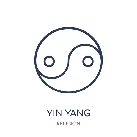 Yin Yang icon. Yin Yang linear symbol design from Religion collection. Simple outline element vector illustration on white background.のイラスト素材