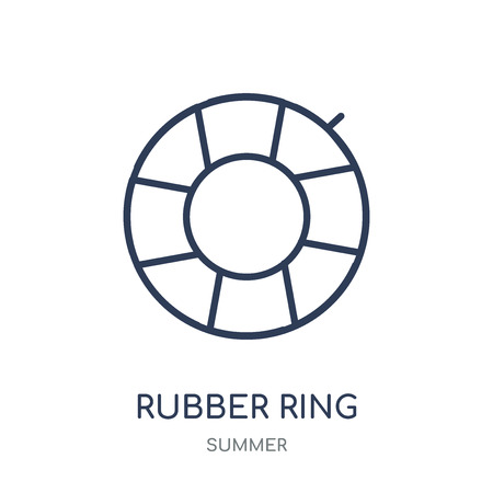 Rubber ring icon. Rubber ring linear symbol design from Summer collection. Simple outline element vector illustration on white background.のイラスト素材