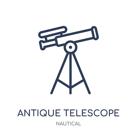 Antique Telescope icon. Antique Telescope linear symbol design from Nautical collection. Simple outline element vector illustration on white background.のイラスト素材