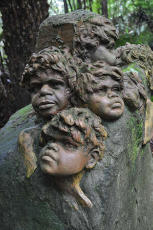 Australian Aboriginal children sculpture at William Ricketts Sanctuary, Victoria, Australia