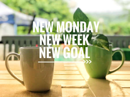 Motivational and inspirational quotes - New Monday, new week, new goal. With vintage styled background.の写真素材
