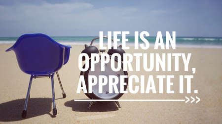 Motivational and inspirational quote - Life is an opportunity, appreciate it. Vintage styled background.の写真素材