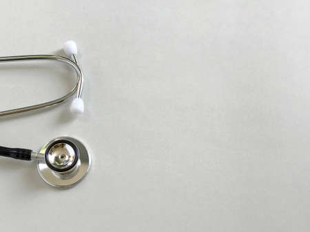 Medical and health care concept - Stethoscope on light grey background.の写真素材
