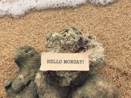 Hello Monday written on a ripped paper.の写真素材