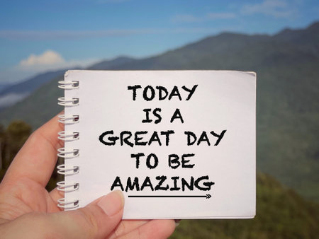 Motivational and inspirational wording. Today Is A Great Day To Be Amazing. Written on blurred...