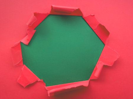 Background and copy space concept for Christmas season. Empty or copy space for Christmas season purpose in red and green paper background.の写真素材