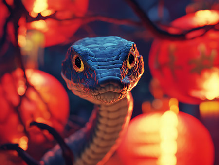 Close up of snake zodiac Lunar new year 2025 conceptの素材