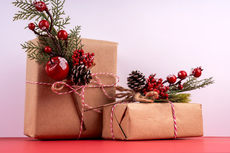 Christmas gift on white background. Christmas concept.の写真素材