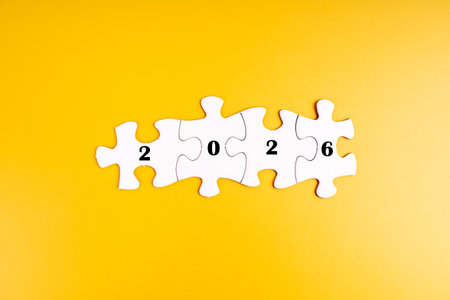 2026 written on jigsaw puzzlesの写真素材