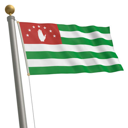 The flag of Abkhazia fluttering on flagpoleの写真素材