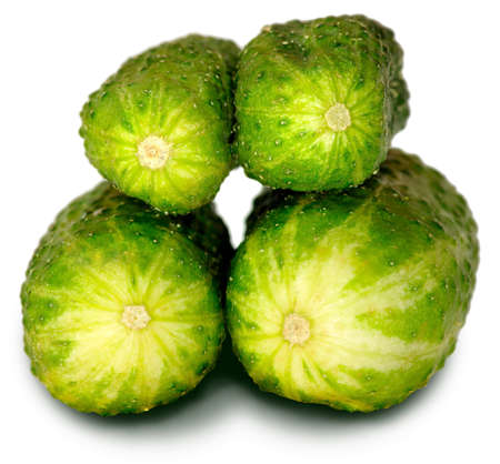 Isolated image of cucumbers on a white backgroundの写真素材