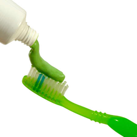 Isolated image toothpaste and toothbrush on white background