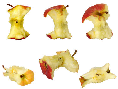 Isolated image of apple core on a white backgroundの写真素材
