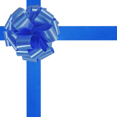 Isolated image of blue bow and ribbon on a white backgroundの写真素材