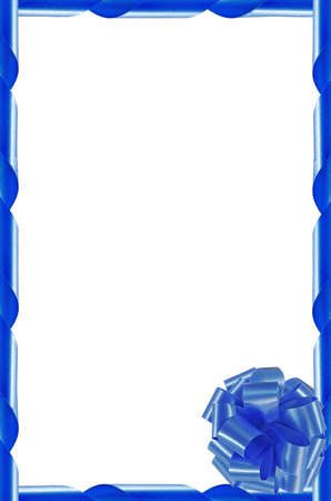 Isolated image of blue bow and ribbon on a white backgroundの写真素材
