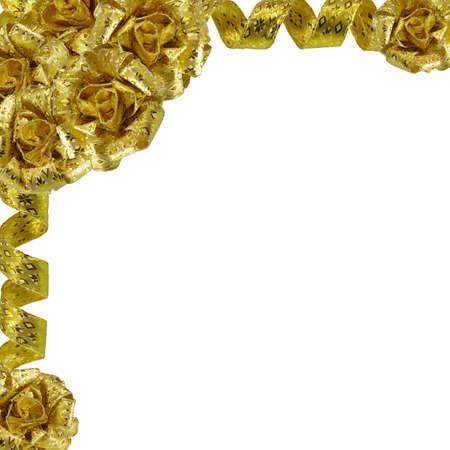 Image of holiday gold bow and ribbonの写真素材