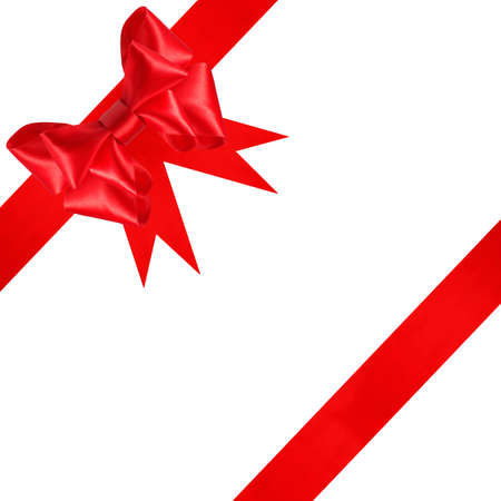 Isolated image of red bow and ribbon on a white backgroundの写真素材