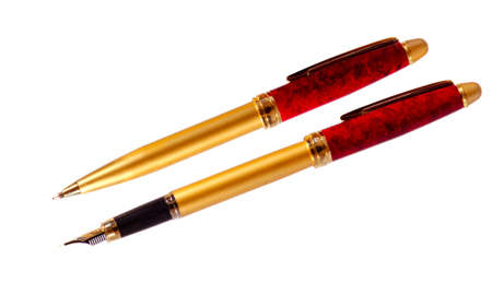 Isolated image of two pens on a white backgroundの写真素材