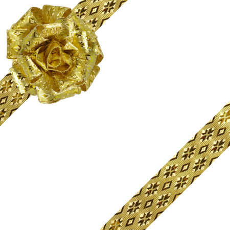 Isolated image of yellow bow and ribbon on a white backgroundの写真素材