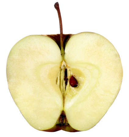 image slice of apple on a white backgroundの写真素材