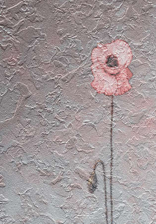 stylized image of a poppy flower on a gray backgroundの写真素材