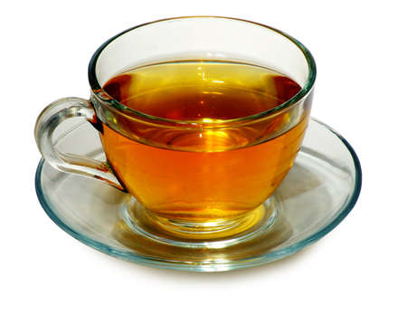 Isolated image of a cup of tea on a white backgroundの写真素材