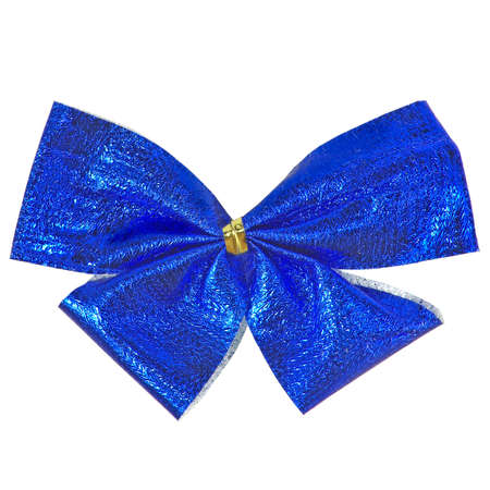 Isolated image of festive blue bow on a white backgroundの写真素材