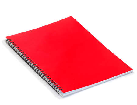 Isolated image of red notebook on white backgroundの写真素材
