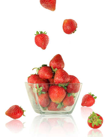 Isolated image of a ripe strawberry in a bowlの写真素材