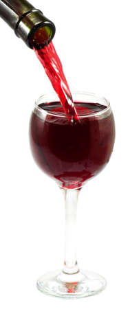 Isolated image of a bottle with wine and a wineglass on a white backgroundの写真素材