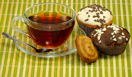 dishimage  a cup of tea and pastriesの写真素材