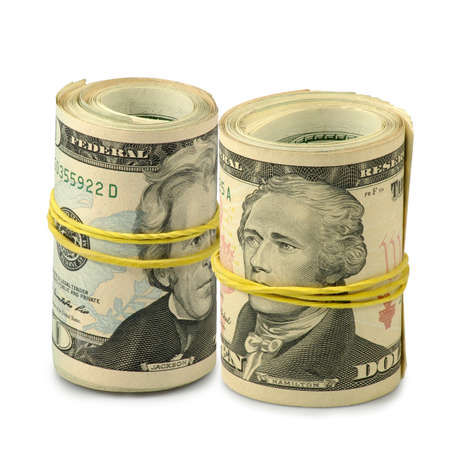 Isolated image of dollars on white backgroundの写真素材