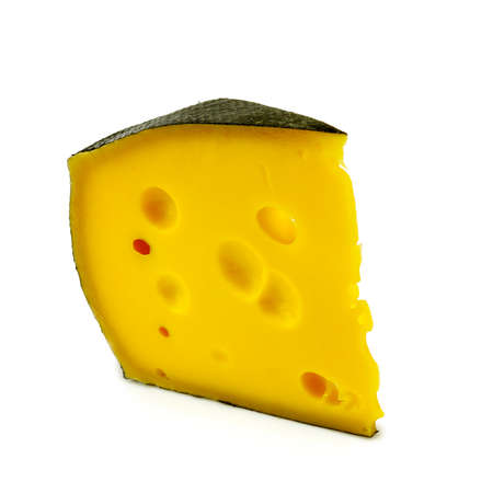 Isolated image of a piece of cheese on white backgroundの写真素材