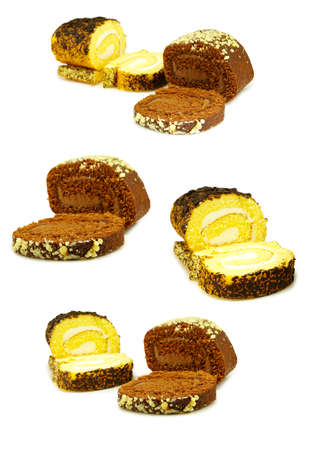 Isolated image of delicious rolls on a white backgroundの写真素材