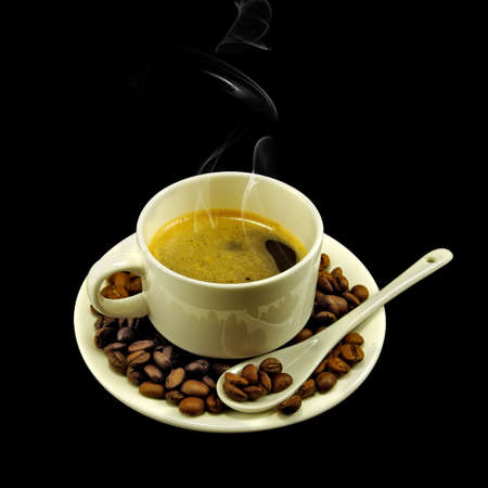 image of a cup of coffee on a black backgroundの写真素材