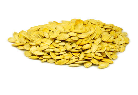  image of pumpkin seeds on a white backgroundの写真素材