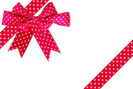 Image of red gift bow and ribbon on a white backgroundの写真素材