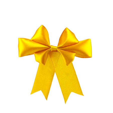 isolated image of a yellow bow on white backgroundの写真素材