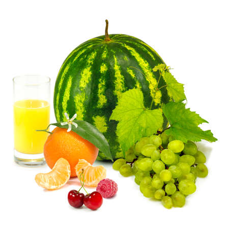 Isolated image of fruits on white backgroundの写真素材