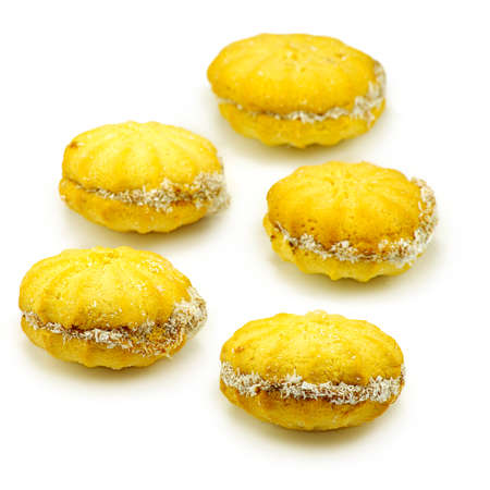 Isolated image of many cookies on white backgroundの写真素材