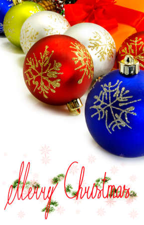 Image of different Christmas balls on a white backgroundの写真素材